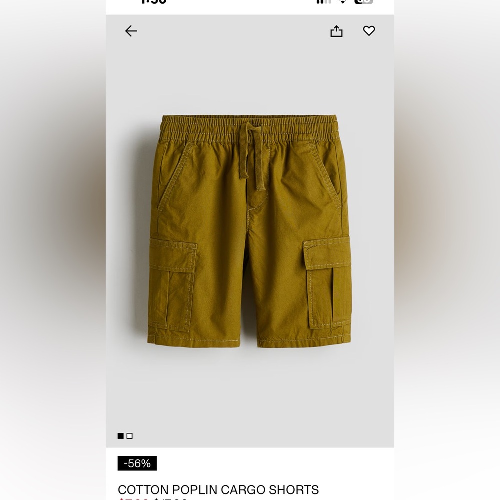 Olive Cargo kids Shorts- H&M size 3T